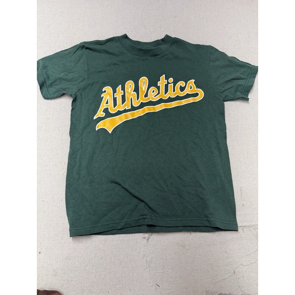 Oakland Athletics A’s Youth Small T-Shirt Green Gold Majestic MLB [A15]